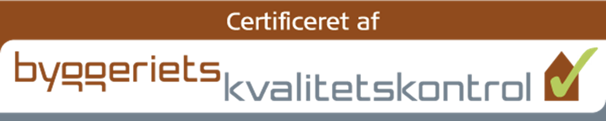 Certificeret af Byggeriets Kvalitetskontrol